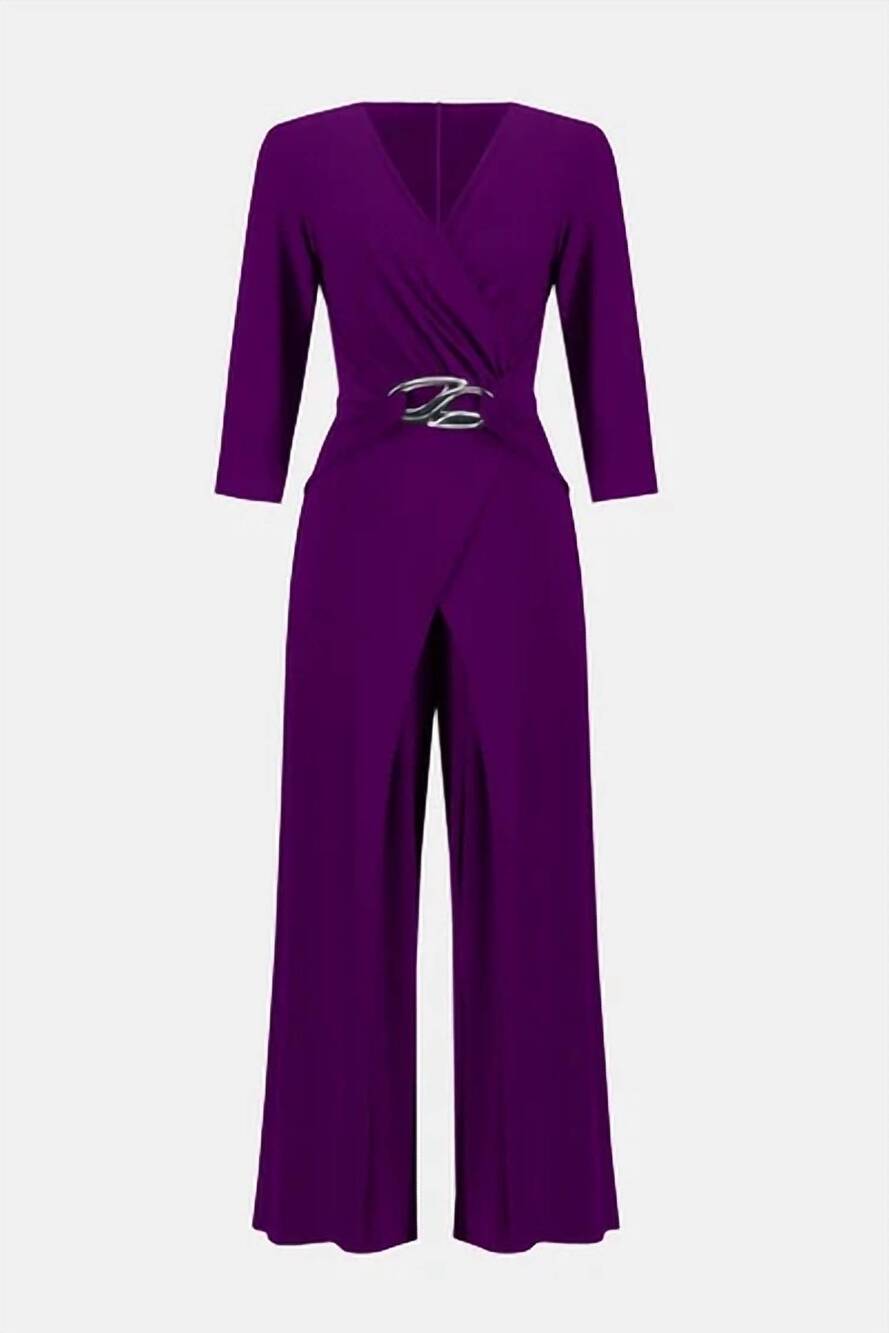 NEW JOSEPH RIBKOFF women's silky knit wrap jumpsuit in empress